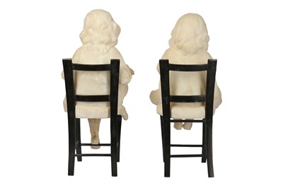 Lot 90 - A pair of early 20th century Continental alabaster figures of Children, probably Italian