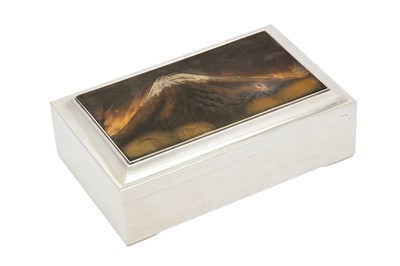 Lot 245 - A mid-20th century Japanese bronze inset silver casket or cigar box, circa 1940-50 marked Kobayashi Shoun