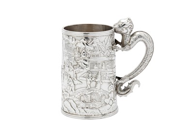 Lot 242 - A mid-19th century Chinese Export silver mug, Canton circa 1860 mark of Khecheong