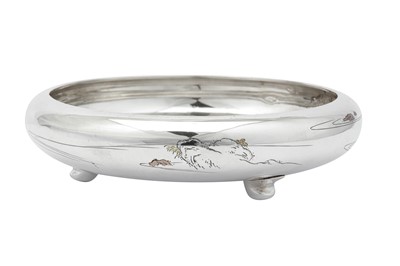 Lot 247 - An early 20th century Japanese silver and mixed metal fruit bowl, circa 1920
