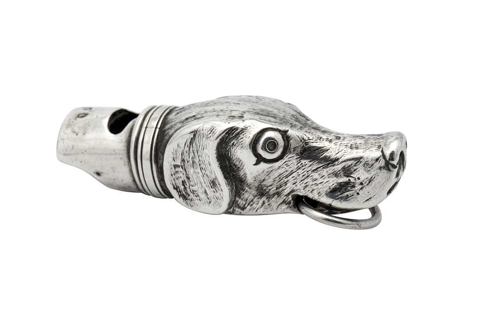 Lot 98 - A Victorian sterling silver novelty whistle, Birmingham 1877 by George Unite