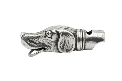 Lot 98 - A Victorian sterling silver novelty whistle, Birmingham 1877 by George Unite