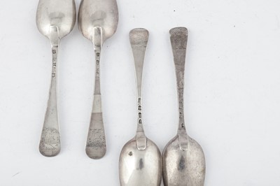 Lot 81 - A set of four George II sterling silver tablespoons, London 1742 by Thomas Jackson (reg. 26th June 1739)