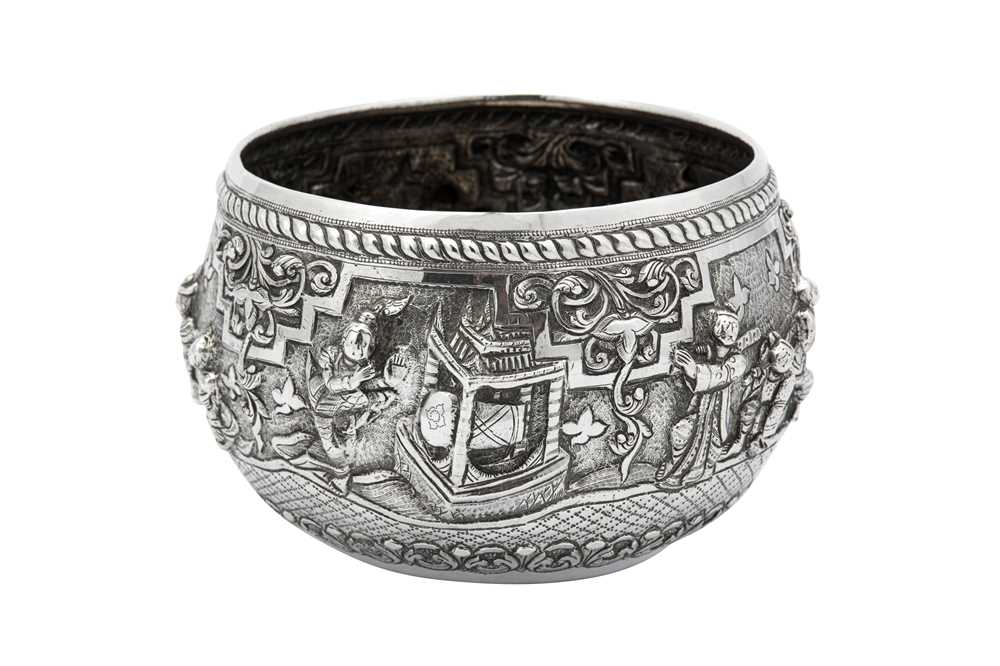 Lot 228 - A mid- 20th century Thai  unmarked silver bowl, Chiang Mai circa 1950