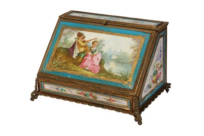 Lot 99 - A 19th century French Sevres style porcelain and gilt metal mounted stationary cabinet