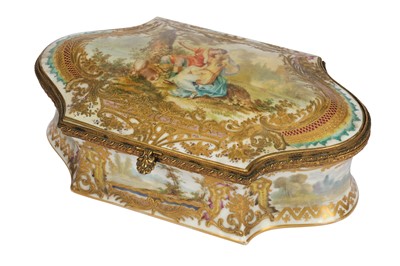 Lot 231 - A FRENCH PORCELAIN SHAPED BOX, IN THE SEVRES STYLE, LATE 19TH/EARLY 20TH CENTURY