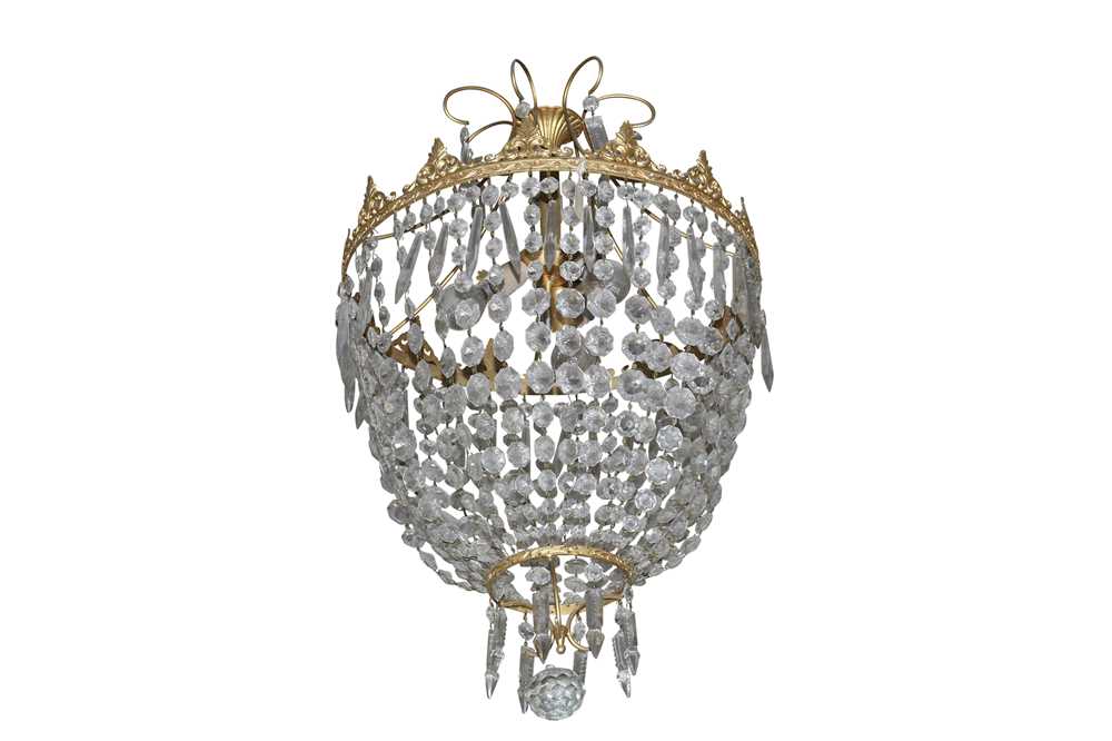 Lot 636 - A 20th century gilt metal bag chandelier