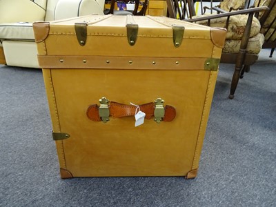 Lot 706 - A leather cabin trunk, retailed by Harrods