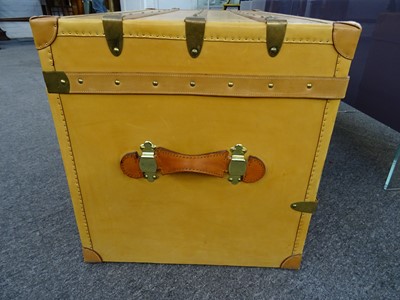 Lot 706 - A leather cabin trunk, retailed by Harrods
