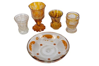Lot 115 - A 19th century Bohemian clear and amber glass souvenir bowl
