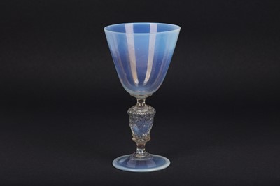 Lot 273 - A OPALINE GLASS GOBLET POSSIBLY SALVIATI, IN THE MANNER OF FACON-DE-VENISE, 19TH CENTURY