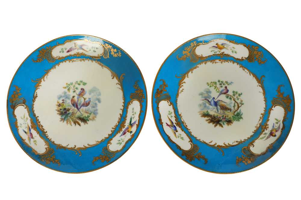 Lot 40 - A pair of French 19th century Sevres style porcelain plates