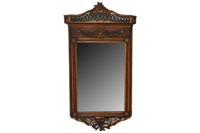 Lot 581 - A CONTINENTAL WALNUT AND PARCEL GILT PIER MIRROR, LATE 19TH CENTURY