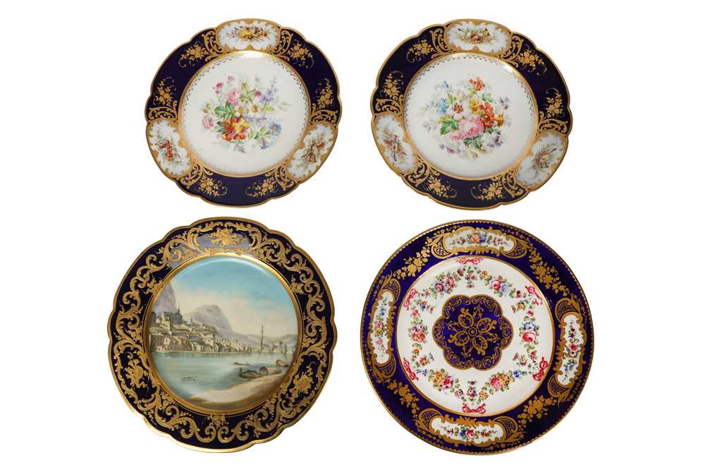 Lot 50 - A pair of late 19th/20th century French Sevres style porcelain plates, probably Limoges