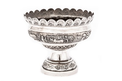 Lot 203 - An early 20th century Anglo – Indian unmarked silver pedestal bowl, Calcutta circa 1920