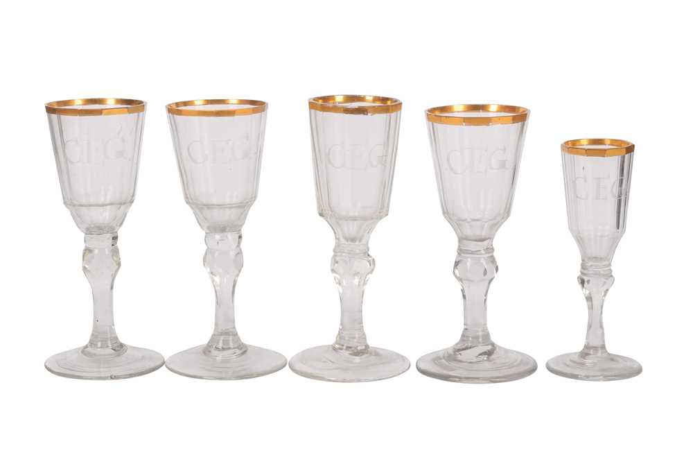 Lot 125 - A set of four 19th century Continental wine flutes