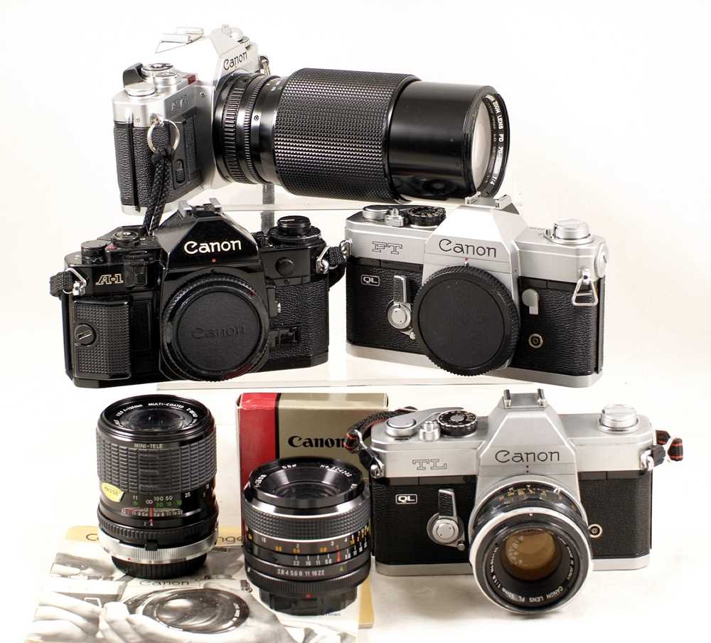 Lot 482 - Canon A-1 & FT QL Bodies & Other Canon Items.