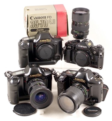 Lot 496 - Good Group of Canon T90 & A-1 Cameras & Lenses etc.