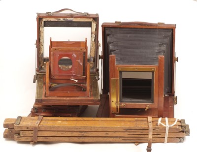 Lot 738 - Two Incomplete English Wood & Brass Cameras.