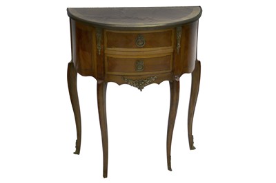 Lot 708 - A late 20th century French Louis XV style kingwood demi lune side table