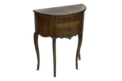Lot 708 - A late 20th century French Louis XV style kingwood demi lune side table