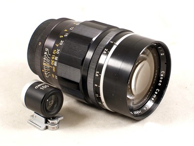 Lot 477 - An Uncommon Canon 100mm f2 Rangefinder Lens & Finder.