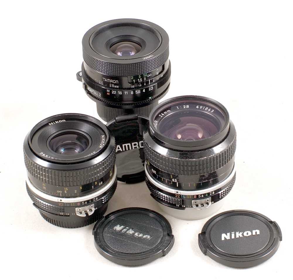 Lot 448 - Nikon 24mm & 35mm & a Tamron 28mm Manual Lens