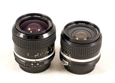 Lot 682 - Nikkor 24mm & 28mm FAST Manual Focus Wide Angle Lenses
