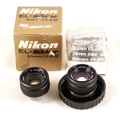 Lot 597 - A Rare El-Nikkor 63mm f2.8 Enlarging lens & a 50mm f2.8 N