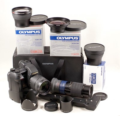 Lot 6 - Extensive Olympus E-20P Digital Outfit.