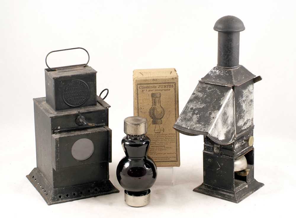 Lot 699 - A Rare Magic Lantern Lecturers Lamp & a Marion & Co. Safelight.