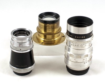 Lot 671 - Emil Busch, Schneider Tele-Tessar & Meyer-Optik Trioplan Lenses.