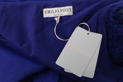 Lot 610 - Emilio Pucci Blue One Shoulder Dress - Size 8