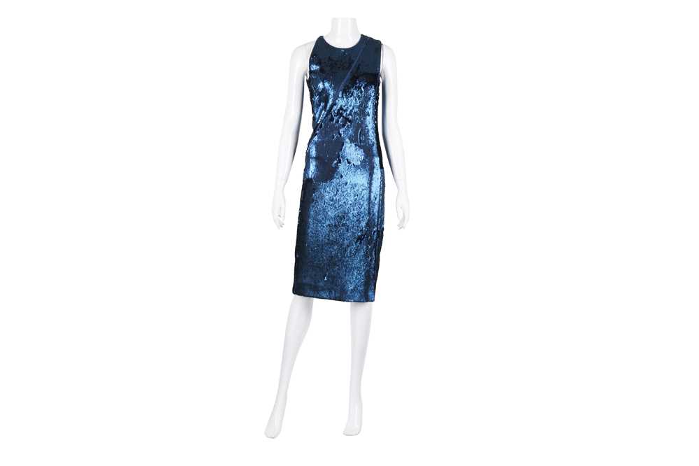 Lot 609 - Akris Blue Matte Sequin Dress