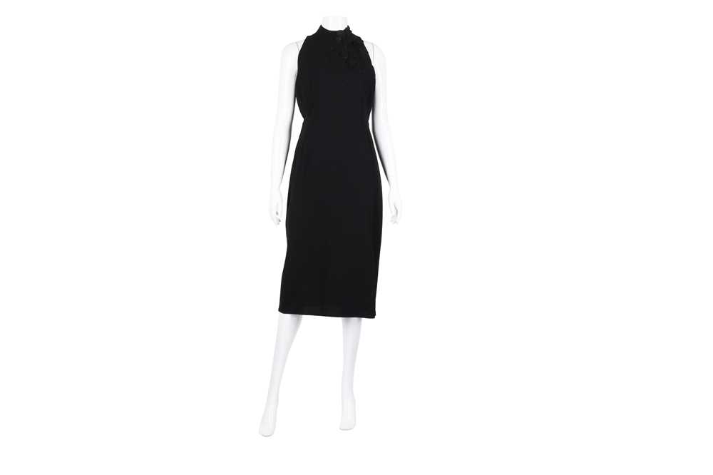 Lot 673 - Akris Black Flower Sleeveless Applique Dress - Size 12