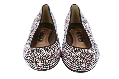 Lot 492 - Gina Black Crystal Embellished Ballet Flats - Size 38