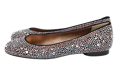 Lot 492 - Gina Black Crystal Embellished Ballet Flats - Size 38