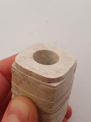Lot 538 - A CHINESE HARDSTONE CONG AND A BI DISC.