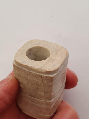Lot 538 - A CHINESE HARDSTONE CONG AND A BI DISC.