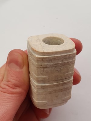 Lot 538 - A CHINESE HARDSTONE CONG AND A BI DISC.