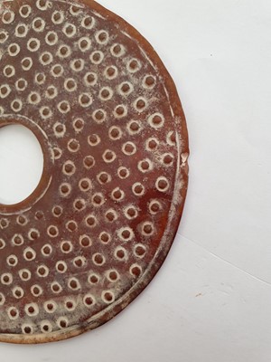 Lot 538 - A CHINESE HARDSTONE CONG AND A BI DISC.