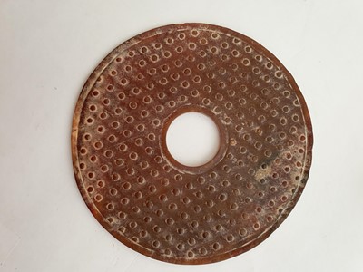 Lot 538 - A CHINESE HARDSTONE CONG AND A BI DISC.