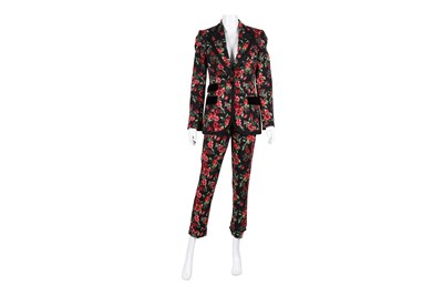 Lot 659 - Dolce & Gabbana Rose Print Trouser Suit - Size 40