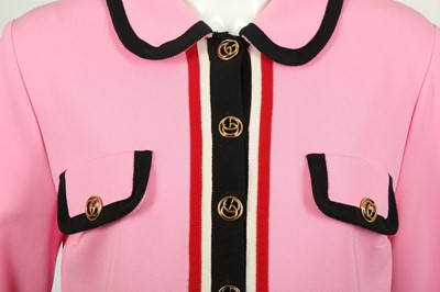 Lot 600 - Gucci Pink Web Trim Collar Dress - Size M