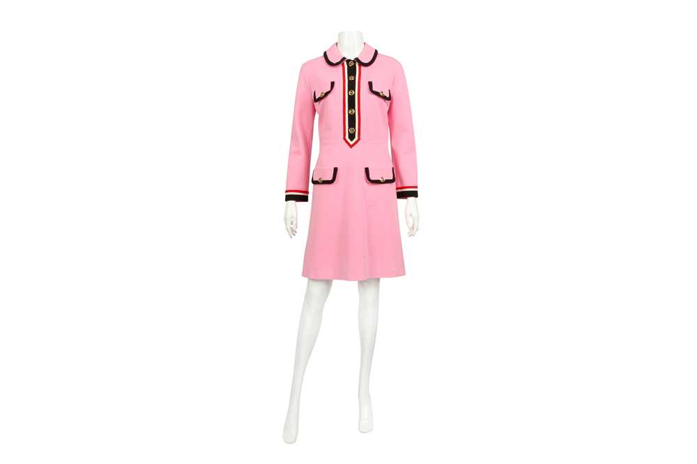 Lot 600 - Gucci Pink Web Trim Collar Dress - Size M
