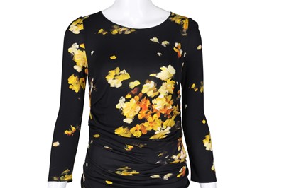 Lot 655 - Dolce & Gabbana Black Print Ruched Dress