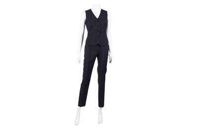 Lot 616 - Dolce & Gabbana Navy Pinstripe Three Piece Trouser Suit