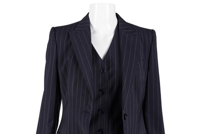 Lot 616 - Dolce & Gabbana Navy Pinstripe Three Piece Trouser Suit
