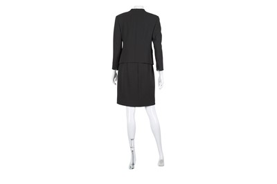 Lot 645 - Akris Grey Wool Crepe Dress Suit - Size 10