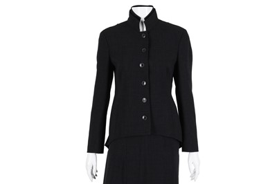 Lot 633 - Akris Charcoal Grey Wool Skirt Suit - Size 10